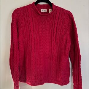 L.L. Bean Women's Vibrant Red Mock Neck Sweater